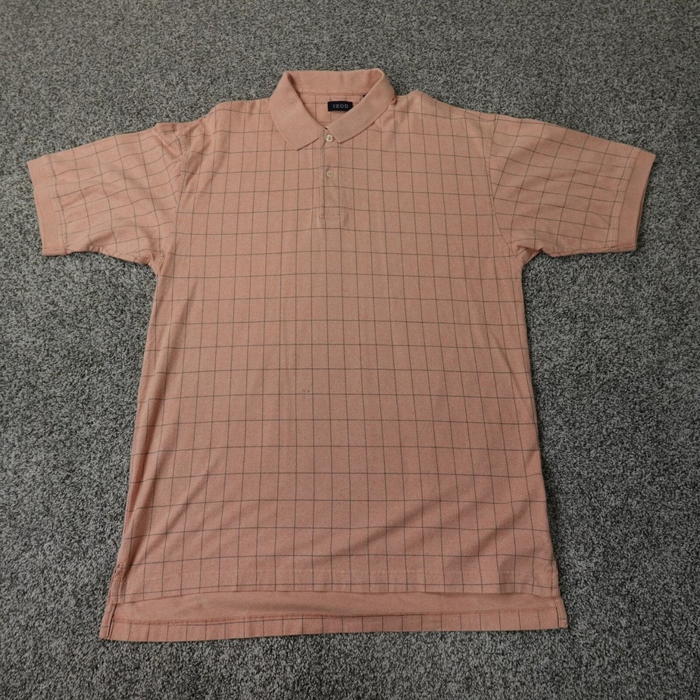 Izod Polo Shirt Mens Large Orange Gray Golf Rugby Casual Preppy Outdoor Cotton